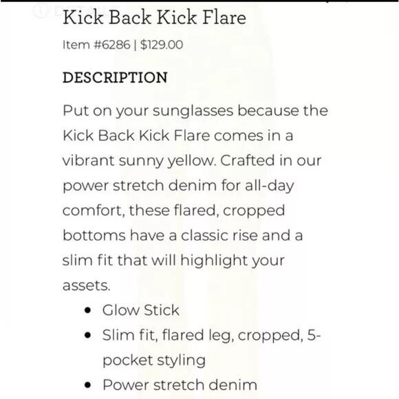 CAbi Women’s Kick Back Kick Flare Jeans Size 2 Style 6286 5 Pocket Sunny Yellow - Picture 6 of 7